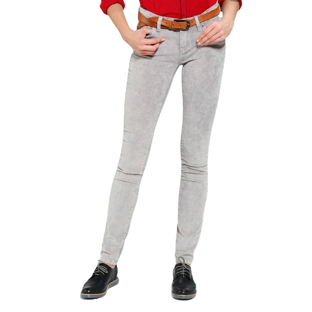 Urban Outfitters Mid Low Rise Cigarette Skinny Ankle Gray Corduroy Pants 27